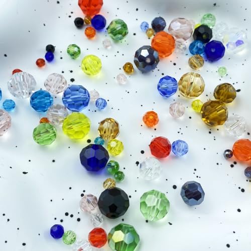Crystal Glass Beads 400 Pieces 4mm Round Faceted Glass Spacer Beads for Jewelry Making Bracelet Earring Necklace DIY Craft Supplies(Champagne) - color: Champagne, size: 4mm