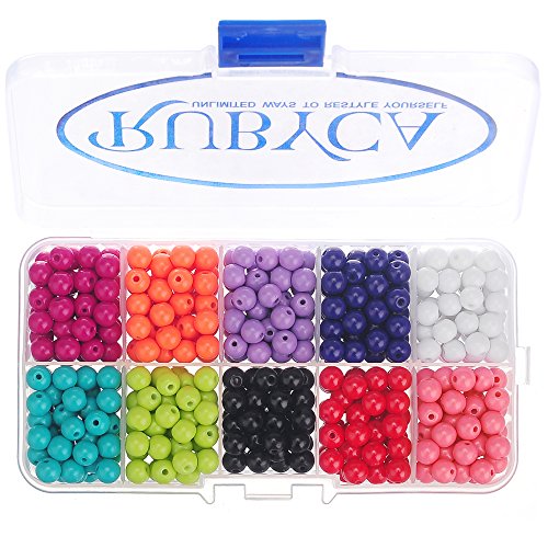 RUBYCA Opaque Painted Druk Czech Glass Beads for Jewelry Making 8mm, Mixed Colors w/Container Box - color: Opaque Mixed Colors #1, size: 8mm