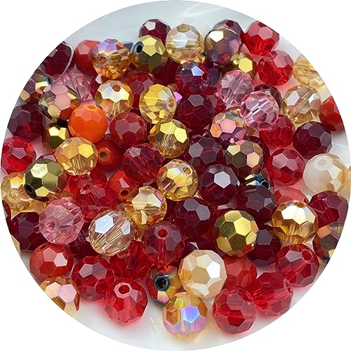 400pcs 3mm Round Crystal Glass Beads Round Faceted Spacer Beads for Jewelry Making Bracelet Earring Necklace Wind Chimes Suncatchers DIY Craft Making Supplies(Red Series) - color: Red Series, size: 3mm