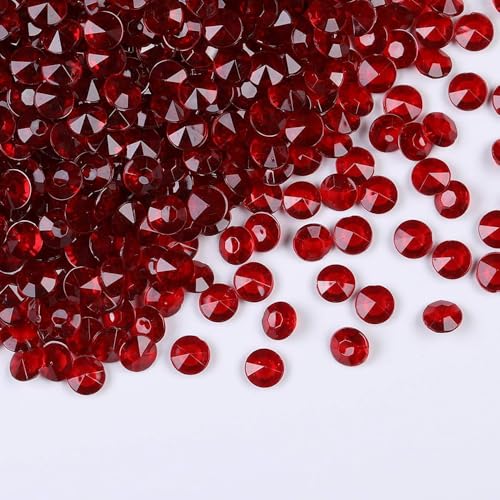 1000pcs/ Pack Wedding Table Acrylic Diamond Scatter Crystals Confetti Acrylic Gems Vase Fillers Rhinestones for Wedding, Bridal Shower, Vase Beads Decorations (10mm, Burgundy) - color: Burgundy, size: 10mm
