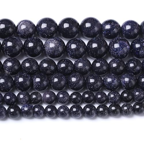 Natural Blue Stars Shine Stone Gemstone Round Crystal Energy Jade Beads Stone Beads for Jewelry Making DIY Bracelet Necklace Jewelry Making 1 Strand 15.5inch 45PCS 8MM - color: Blue stars shine stone, size: 8MM