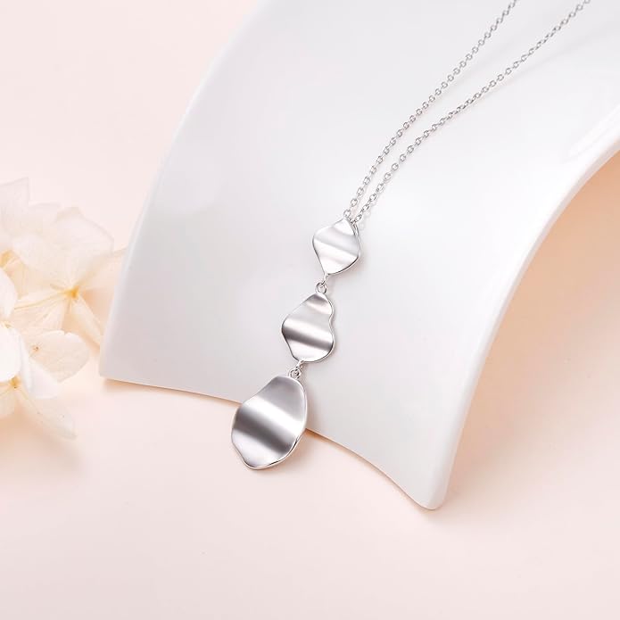 Long Necklace Sterling Silver Larait Bar Y Lariat Long Chain Drop Adjustable Necklace Gift for Her, 30"