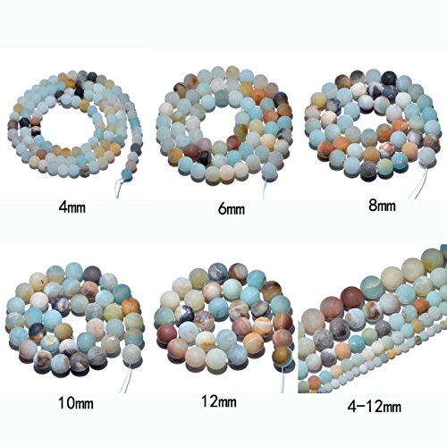 AD Beads Beautiful Natural Matte Gemstone Round Spacer Loose Beads 4-12mm (4mm, 33 Matte Amazonite) - color: 33 Matte Amazonite, size: 4mm