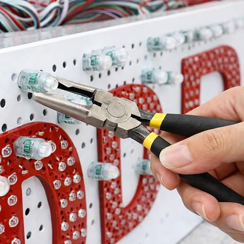 LED Pixel Plier, Insulated Gripping Pusher Clamp Tool, Specialty Plier Forceps for Perforated Word Row Hole, Piercing String, Cloth Lamp Light Bulb, Advertising Production Line Lights