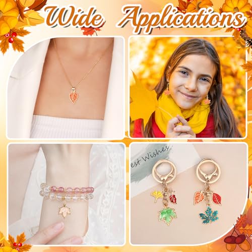 MARFOREVER Maple Leaf Charm, 120Pcs Fall Leaf Charms for Jewelry Making, Thanksgiving Day Charms Autumn Enamel Pendant for DIY Bracelet Necklace Earrings Crafts Gifts for Women Girls - style: Maple Leaf