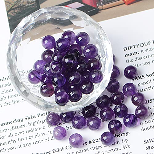 AD Beads 8mm Natural Round Loose Beads 110 Pieces, for Making 108 Mala Prayer Beads Necklace, Bracelet & Yoga Meditation, Jewelry Design (Purple Amethyst) - color: Purple Amethyst