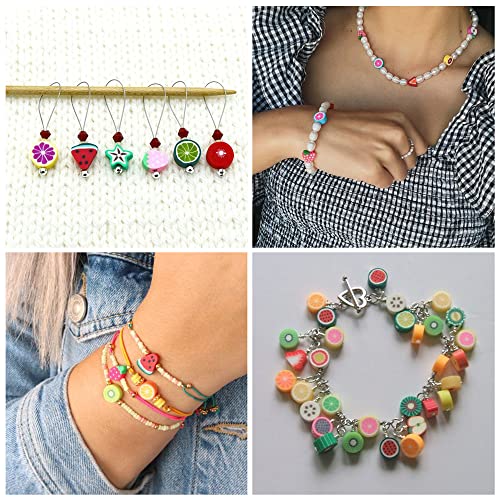 50PCS Handmade Polymer Clay Beads Mixed Fruit Shape Loose Beads Mixed Color Spacer Beads for DIY Jewelry Making Hole 1.5mm - color: 50pcs # Mixed Fruit Shape