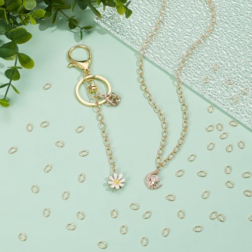 UNICRAFTALE 200Pcs Real 18K Gold Plated Open Jump Rings 5mm Stainless Steel Oval Jump Rings Golden Rings Metal Rings Connector Rings for DIY Bracelet Pendant Jewelry Making Repair - size: 5mm