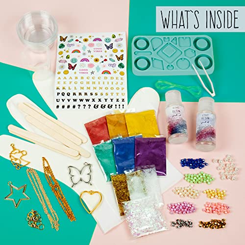 STMT D.I.Y. Resin Jewelry Studio, All-in-One Resin Jewelry Making Kit with Molds, Fun DIY Kit to Make Your Own Necklaces, Bracelets & More, Great Gift for Teen Girls 14+ - style: Resin
