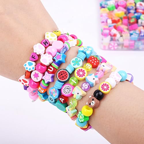 BBita 1000PCS Polymer Clay Beads Bracelet Making kit, 24 Style Cute Fun Beads Sports Ball Volleyball Softball Baseball Basketball Soccer Rugby Football Charms for Jewelry Making DIY for Women Girls - color: C1#Style 3
