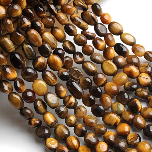 HAAMIIQII Natural Yellow Tiger Eye Pebble Stone 5-8mm Small Irregular Freeform Tumbled Loose Gemstone Beads for Jewelry Making Strand 15 Inch (45-50pcs) - color: Yellow Tiger's Eye