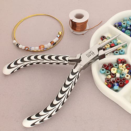 The Beadsmith Round Nose Pliers – Zebra Print Line – 5 inches (127 mm) – Comfortable Handle with Double Leaf Springs – Jewelry Making Tool for Creating Bracelets, Earrings and Necklaces - size: round nose - 5"