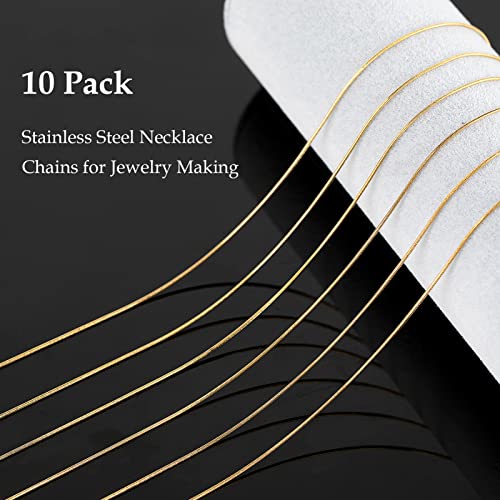 UMAOKANG Gold Plated Snake Chains for Jewelry Making, 10 Pack Stainless Steel Thin Chain Women Necklace DIY Supplies (16 Inch) - color: Gold Snake, size: 16 Inch