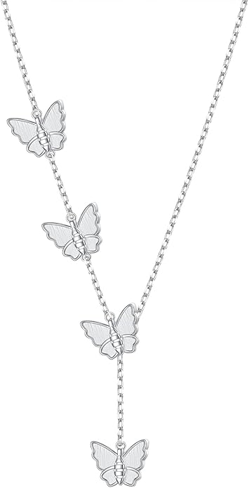 Long Necklace Sterling Silver Larait Bar Y Lariat Long Chain Drop Adjustable Necklace Gift for Her, 30"