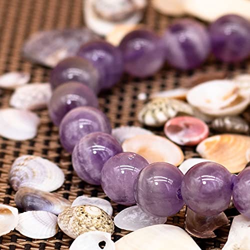 8mm Natural Gemstone Stretch Bracelet, Handmade Unisex Crystal Bracelets for Meditation, Yoga, Spiritual Healing & Positive Energy - color: Dog Teeth Amethyst
