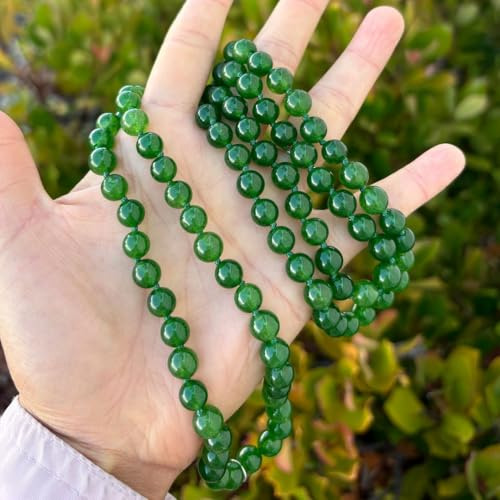 Adabele Premium 108 Mala Beads Malas Necklace - Natural Healing Gemstone Tibetan Buddhist Japa Prayer Meditation Reiki Chakra Stone Quartz Rock Women Men Jewelry - style: Green Jade