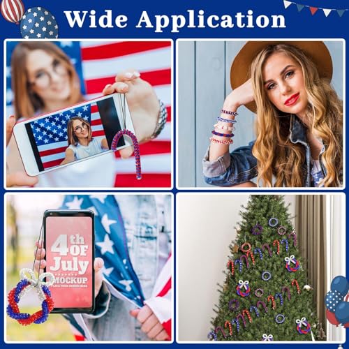 UPINS 4th of July Tri Beads, 1200Pcs Plastic Red White Blue Tri-Shaped Beads for Jewelry Making Patriotic Crafts Independent Day DIY Necklace Bracelets Hair Beads - color: Red White Blue