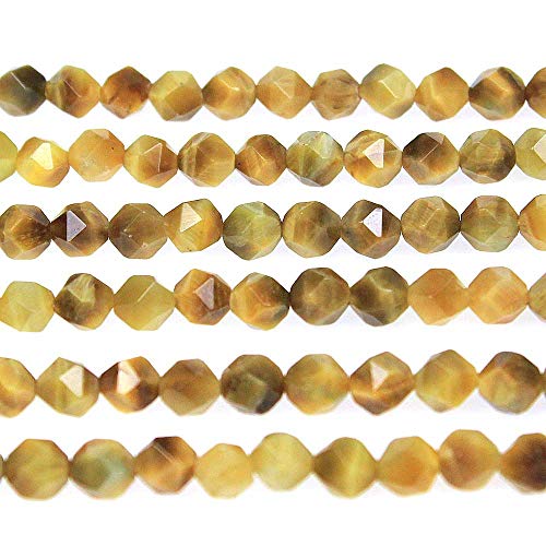 MJDCB Best Sellers Natural Stone Beads Faceted Polygon Golden Tiger Eye Crystal Energy Stone Healing Power for Jewelry Making(8mm) - color: Golden Tiger Eye