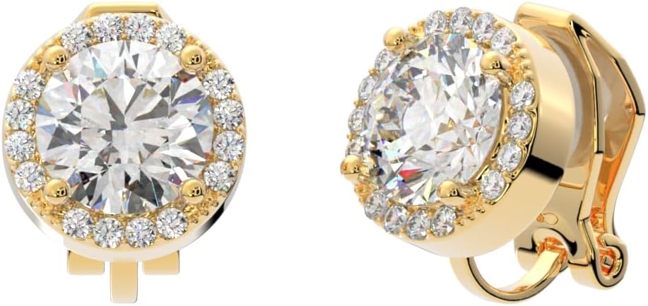 Aloha Earrings Round Halo Crystal Clip On Stud Earrings