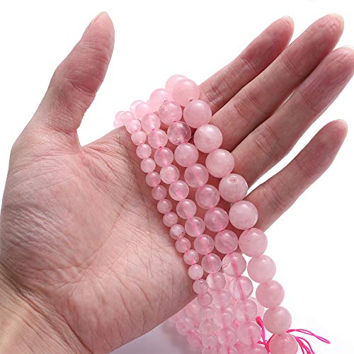 BEADIA Natural Rose Quartz Crystal Stone Round Loose Semi Gemstone Beads for Jewelry Making 8MM 44PCS - color: Rose Quartz Crystal, size: 8mm