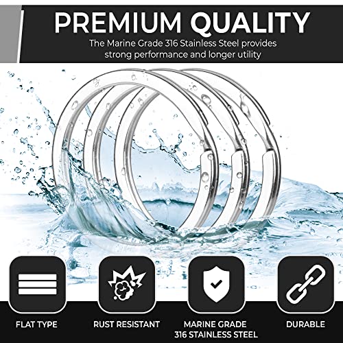 CREST Surgical and Marine Grade Stainless Steel Split Ring for Keychains SS316L Key Rings for Car Keys - color: 5-pack Large