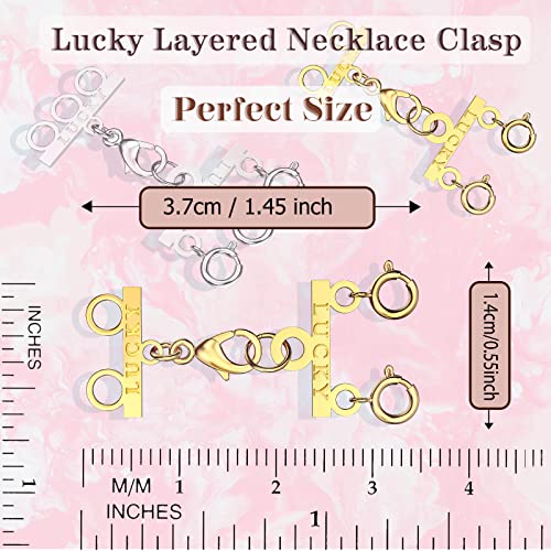 Dailyacc Lucky Necklace Layering Clasp 18K Gold and Silver Multi Strand Clasps for Stackable Necklaces - color: 1Pcs Gold 2 Clasp