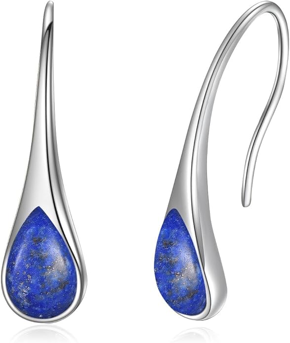 925 Sterling Silver Small Pear-Shaped Modern Style Hook Earrings with Crystals from Austria