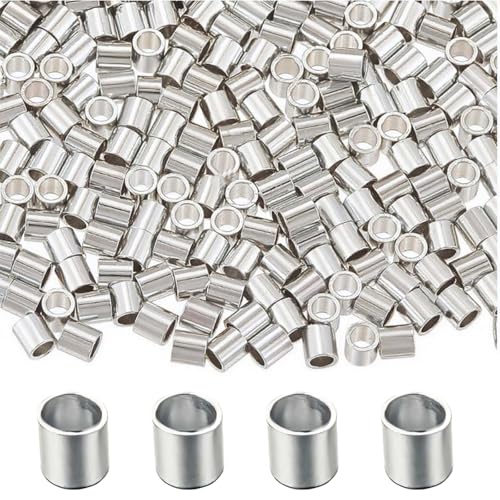500Pcs 2mm Platinum Crimp Beads Tube Set - Universal Positioning Columns Spacer Beads Metal Tube Loose Beads for DIY Jewelry Making and Necklace Bracelets Anklets Making(Platinum) - color: Platinum