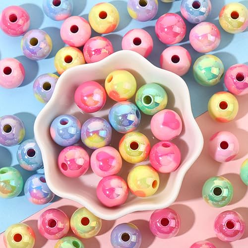 15Pcs Acrylic Beads Round 16mm UV Fruit Print Fit for DIY Jewelry Bracelet Necklace Keychain Beadable Pens Mobile Phone Chain Making Cute (Heart Mixed Color) - color: Heart Mixed Color