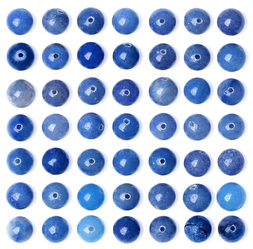 QINJIEJIE 100PCS Blue Aventurine Beads 8mm Natural Stone Beads Round Loose Gemstone Bead for Bracelet Beading Crystal Jewelry Making DIY Necklace Earrings 0.32" - color: Blue Aventurine, size: 100PCS