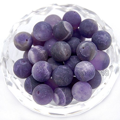 AD Beads Natural Matte Frosted Gemstone Round Spacer Loose Beads 4mm 6mm 8mm 10mm 12mm (8mm, Matte Amethyst) - color: Matte Amethyst, size: 8mm