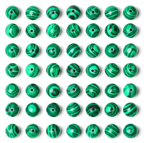 QINJIEJIE 100PCS Malachite Beads 8mm Natural Stone Beads Round Loose Gemstone Bead for Bracelet Beading Crystal Jewelry Making DIY Necklace Earrings 0.32" - color: Malachite, size: 100PCS