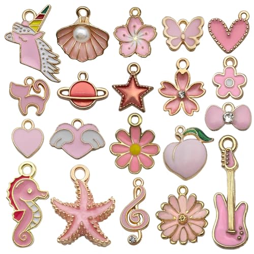 YouLuo 100Pcs Bracelet Charms for Jewelry Making Wholesale Bulk Jewelry Making Bracelets Charm KC Gold Alloy Charm Pendants and Gold Plated Enamel Charms Pendants for Bracelet Necklace - color: Multicolor+Gold