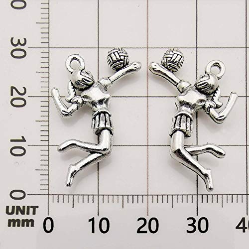 Youdiyla 45 Volleyball Charms Collection, Bulk I Love Sport Volleyball Girl Ball Fitness Charms Metal Pendant Craft Supplies Findings for Necklace and Bracelet Jewelry Making HM322 - color: Volleyball Charms-45pcs