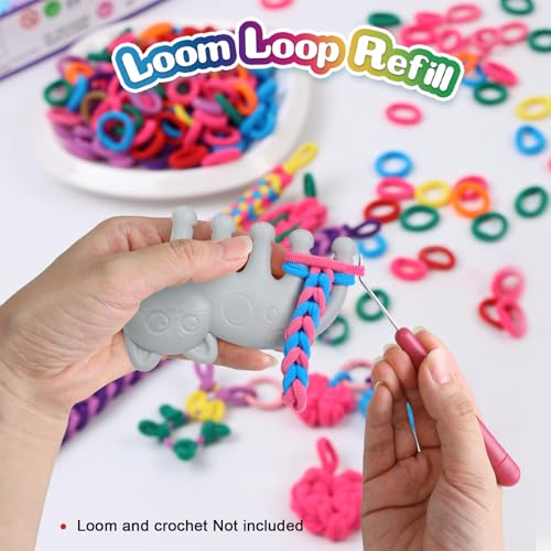 FUNiOi 1000 PCS Cat Weaving Loom Refill for Bracelet Making Kit, DIY Arts and Crafts Supplies, Baby Hair Ties for Girls Ages 6-12, Gift Idea for Kids and Beginners - size: Loom Loops Refill