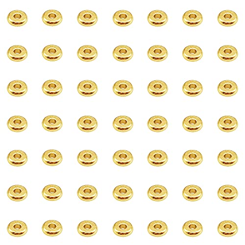 INSPIRELLE 100pcs Heishi Beads 8mm Long-Lasting Disc Brass Rondelle Spacer Beads Yellow Gold Plated Flat Round Shape Jewelry Metal Spacers for Bracelet Necklace Jewelry Making - color: Yellow Gold, size: 8mm
