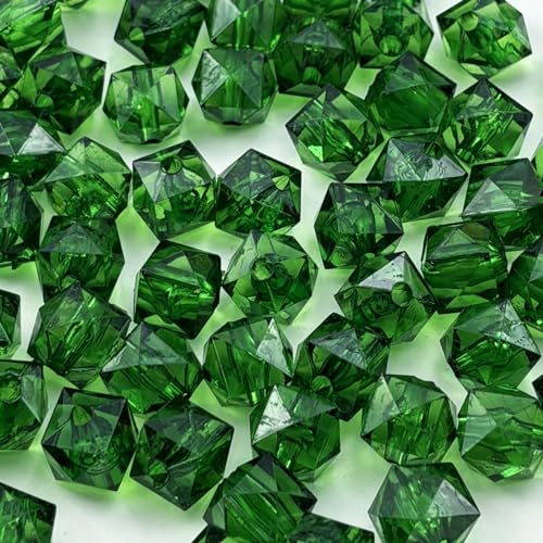 300pcs 8mm Acrylic Cube Faceted Acrylic Beads with Hole Plastic Spacer for Bracelets Necklace Earring Making Supplies (Deep Green) - color: Deep Green, size: 8mm
