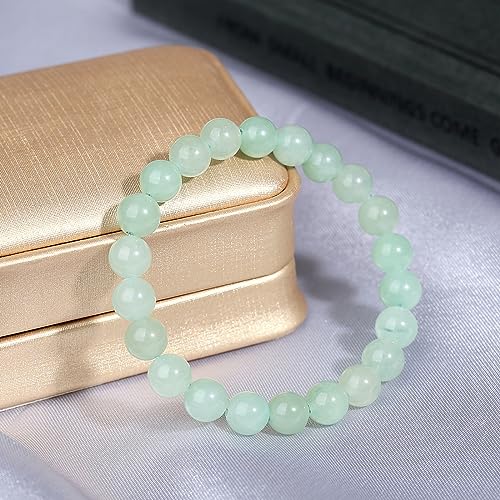 MAIBAOTA Healing Crystal Bracelet for Women Men, 8/4 mm Natural Stone Beaded Bracelets, Jewelry Birthday Gifts, Round Gemstones Stretch Bracelets - color: Green-Aventurine, size: 8 mm