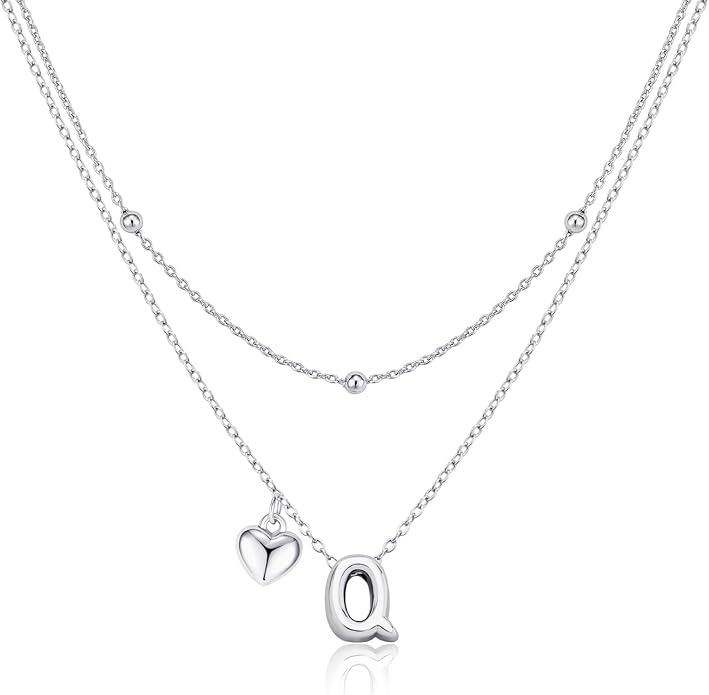 adoyi Valentines Day Gifts for Women Hers Dainty 14K Gold Plated Heart Initial Necklaces Layered Letter A-Z Pendant Necklace Stack Trendy Jewelry Birthday Valentines Day Gifts for Women Jewelry