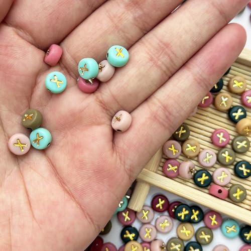 200PCS Round Letter Beads,4x7mm Color Acrylic Alphabet X Beads Letter X Beads with Letters for Bracelet Making Necklace Keychain Jewelry DIY (Letter X) - color: Letter X