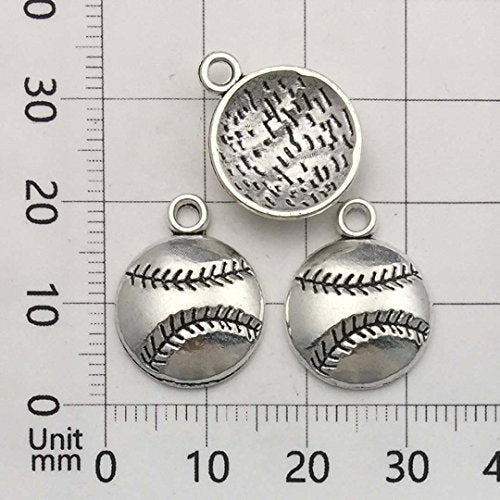 Youdiyla 60pcs Baseball Theme Charms Collection - Mixed Antique Silver Bat Glove Ballgame Sports Ball Softball Metal Alloy Pendants for Jewelry Making DIY Findings (HM130) - color: Baseball Charms
