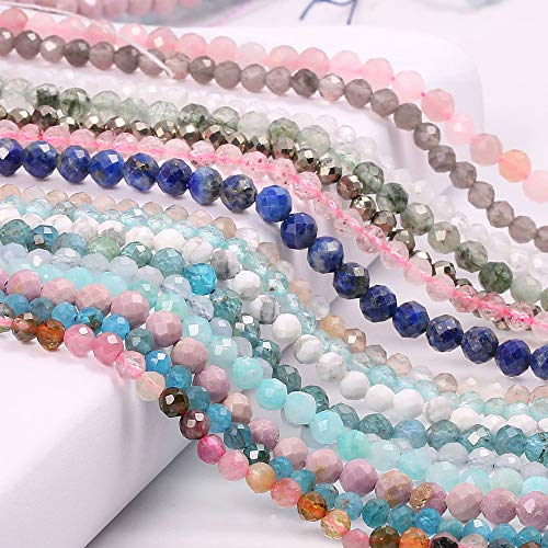Natural Faceted Amethysts Beads Natural Stones Loose Bead for Jewelry Making Bracelet Necklace (Size 4mm,Length 15") - color: Amethysts, size: 4mm