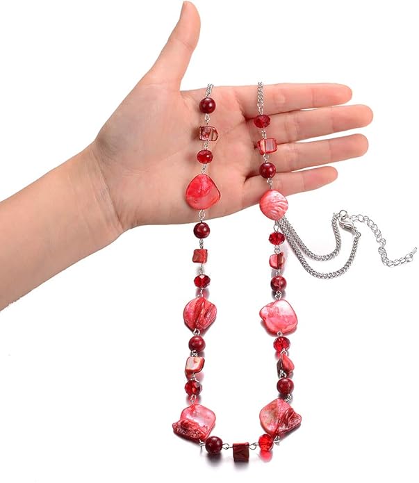 PEARL&CLUB Long Beaded Necklaces For Women - Sweater Chain Fashion Jewelry Necklace Gifts For Women