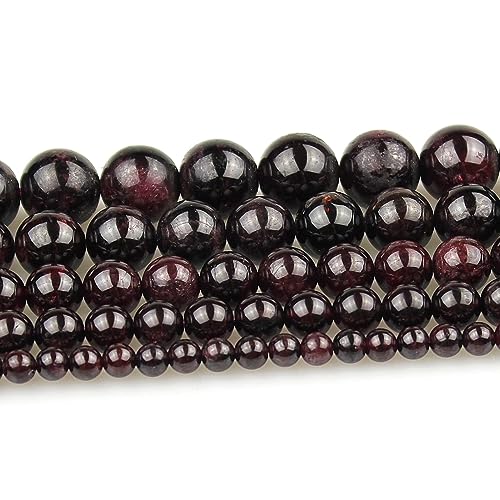 MJDCB Natural Stone Beads Garnet Round Loose Beads for Jewelry Making DIY Bracelet Necklace (8mm) - color: Garnet, size: 8mm