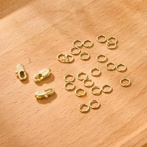 Gold Jewelry Making Lobster Claw 10mm, 23PCS Italian Rectangle Trigger Clasps with Open Jump Rings Set, Small Necklaces Bracelet Connector Gold Clasp Supplies 925 Sterling Silver Jewelry Finding Set - color: 23PcsB_Gold