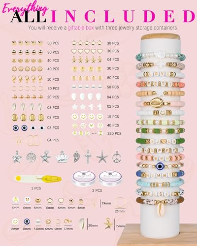 Bracelet Making Kit, 10,000 Pcs Polymer Clay Beads, 48 Colors Round Letter Beads Jewelry Making Kit Friendship Bracelets Heshi Beads with Charms Strings Crafts Gift for Girls Adults - color: Fashion color