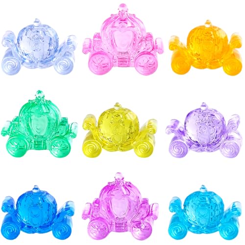 Niceup 33pcs Princess Pumpkin Carriage Figurines 1.7in Acrylic Crystal Princess Diving Toys for Party Favors Pinata Fillers Decorations Cupcake Toppers Girls Craft Trinkets Candy Table Decors - style: Princess Pumpkin Carriage (about 33pcs)
