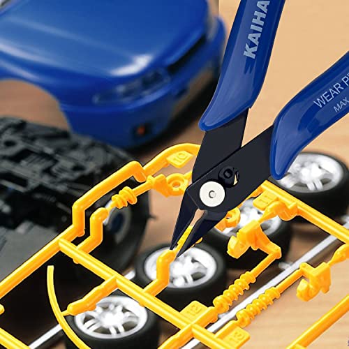 KAIHAOWIN Micro Wire Cutters with Spring, 5 Pack, 5 inch Precision Mini Flush Cutters Bulk, Nippers, Flush Cutting Pliers, Wire Snips, Small Side Cutters for Electronics Crafts Jewelry-Blue - size: 5 Pack