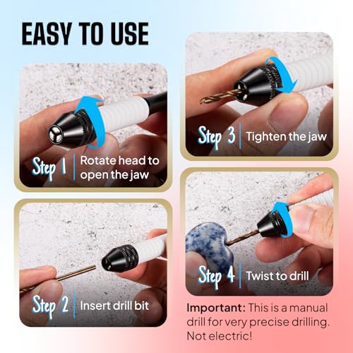Micro Drill Bits Set with Pin Vise | Small Hand Drill - Pin Vise Hand Drill Manual, PCB Mini Bits for Resin Beads Polymer Clay | DYI Jewelry Making, set - style: Professional