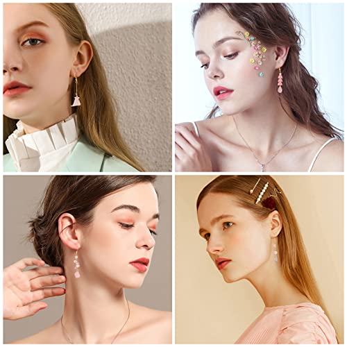 SUNNYCLUE 1 Box DIY 10 Pairs Frosted Acrylic Calla Lily Flower Dangle Earring Making Kits Pink White Acrylic Flower Beads Caps Pendants with Earring Hook Jewelry Findings Supplies, Instruction - color: Diy 10 Pairs Pink Themed Acrylic Earrings